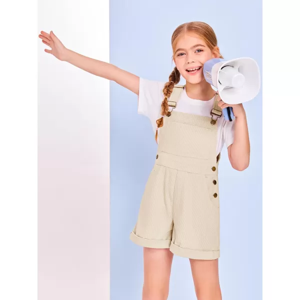 Haloumoning Girls Corduroy Overall Shorts Kids Cute Romper Shortalls with Pockets 5-14 Years
