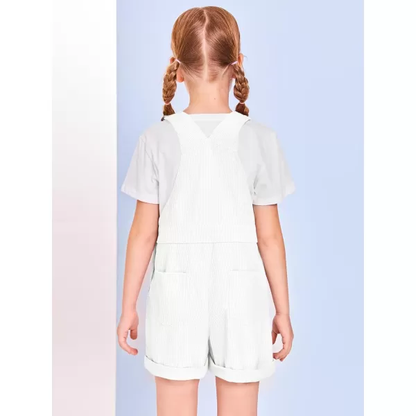 Haloumoning Girls Corduroy Overall Shorts Kids Cute Romper Shortalls with Pockets 5-14 Years