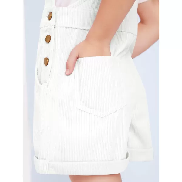 Haloumoning Girls Corduroy Overall Shorts Kids Cute Romper Shortalls with Pockets 5-14 Years