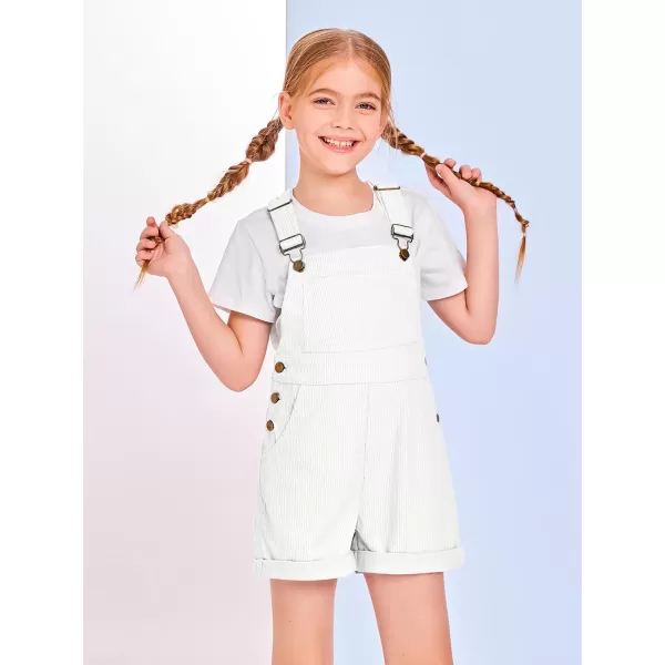 Haloumoning Girls Corduroy Overall Shorts Kids Cute Romper Shortalls with Pockets 5-14 Years