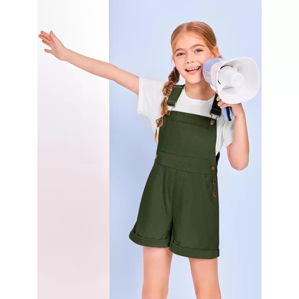 Haloumoning Girls Corduroy Overall Shorts Kids Cute Romper Shortalls with Pockets 5-14 Years