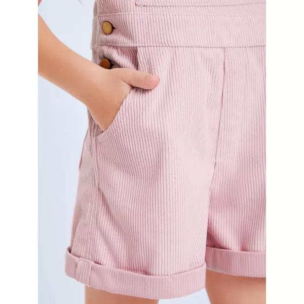 Haloumoning Girls Corduroy Overall Shorts Kids Cute Romper Shortalls with Pockets 5-14 Years