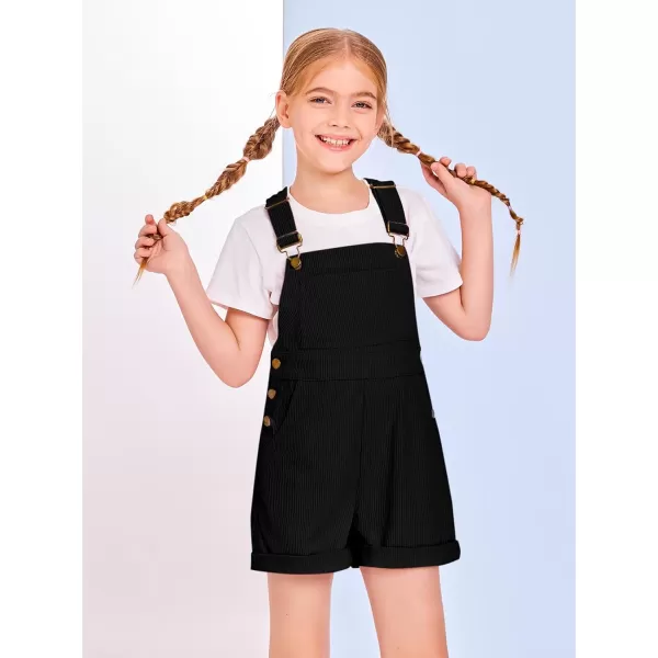 Haloumoning Girls Corduroy Overall Shorts Kids Cute Romper Shortalls with Pockets 5-14 Years