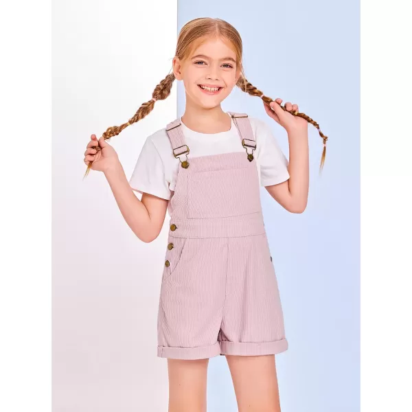 Haloumoning Girls Corduroy Overall Shorts Kids Cute Romper Shortalls with Pockets 5-14 Years