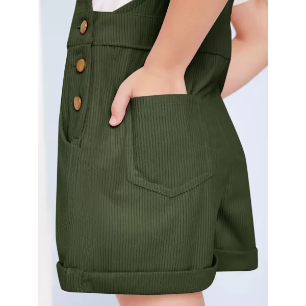 Haloumoning Girls Corduroy Overall Shorts Kids Cute Romper Shortalls with Pockets 5-14 Years