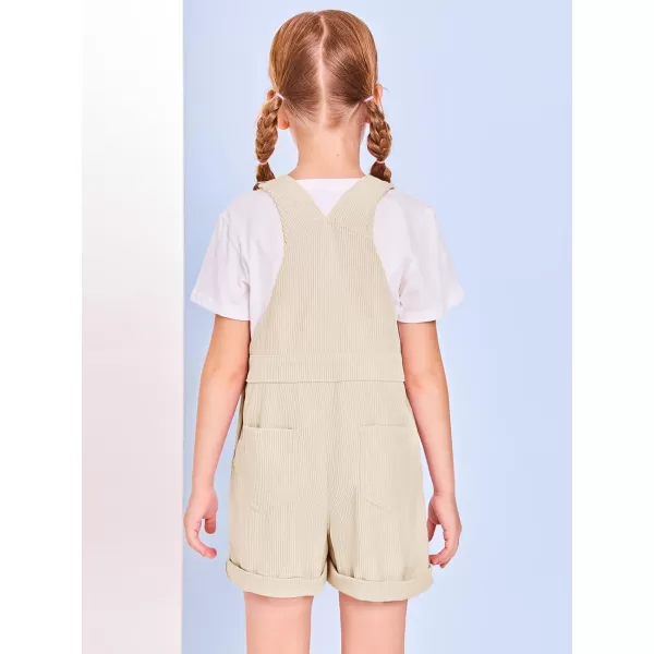 Haloumoning Girls Corduroy Overall Shorts Kids Cute Romper Shortalls with Pockets 5-14 Years
