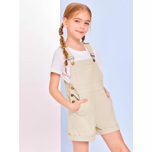 Haloumoning Girls Corduroy Overall Shorts Kids Cute Romper Shortalls with Pockets 5-14 Years