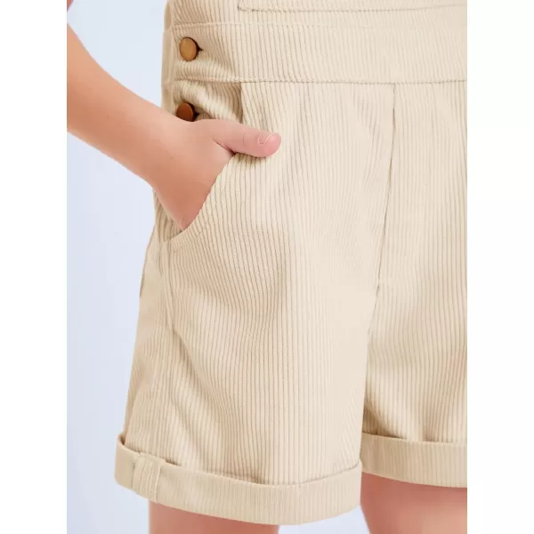 Haloumoning Girls Corduroy Overall Shorts Kids Cute Romper Shortalls with Pockets 5-14 Years