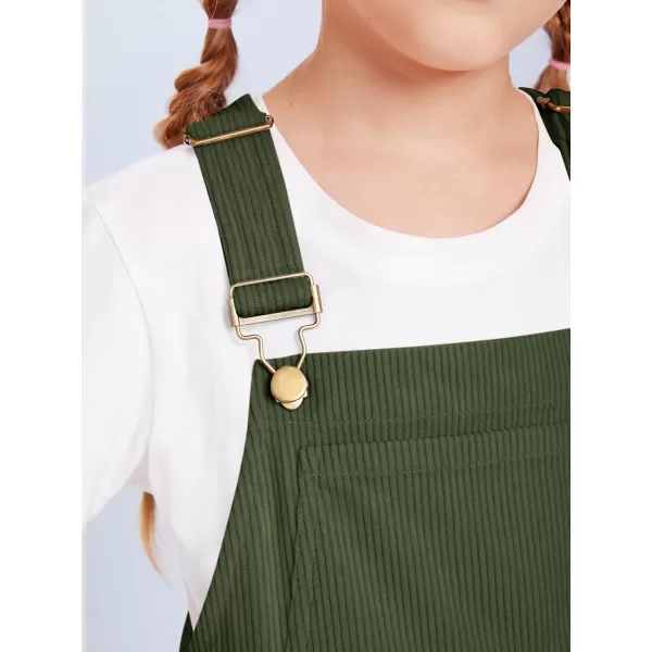 Haloumoning Girls Corduroy Overall Shorts Kids Cute Romper Shortalls with Pockets 5-14 Years