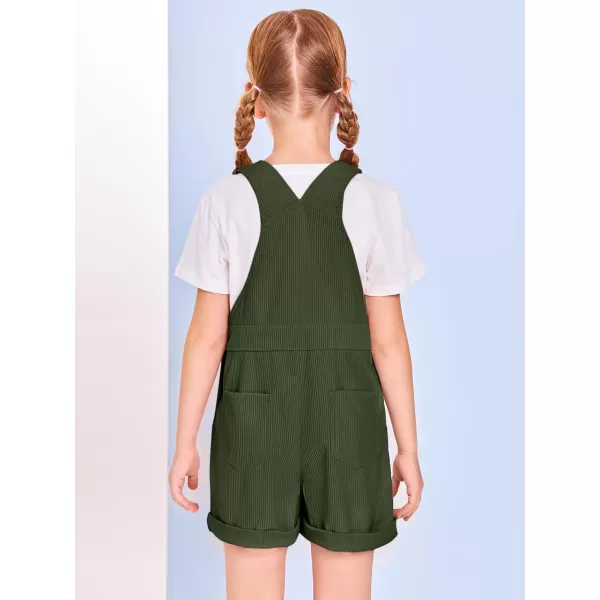 Haloumoning Girls Corduroy Overall Shorts Kids Cute Romper Shortalls with Pockets 5-14 Years