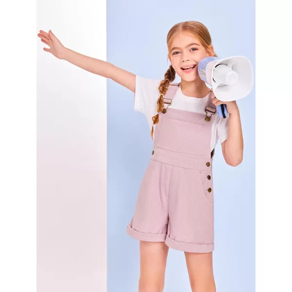 Haloumoning Girls Corduroy Overall Shorts Kids Cute Romper Shortalls with Pockets 5-14 Years