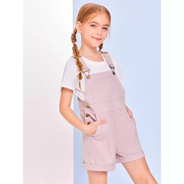 Haloumoning Girls Corduroy Overall Shorts Kids Cute Romper Shortalls with Pockets 5-14 Years