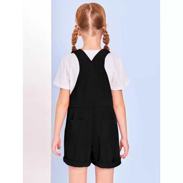 Haloumoning Girls Corduroy Overall Shorts Kids Cute Romper Shortalls with Pockets 5-14 Years