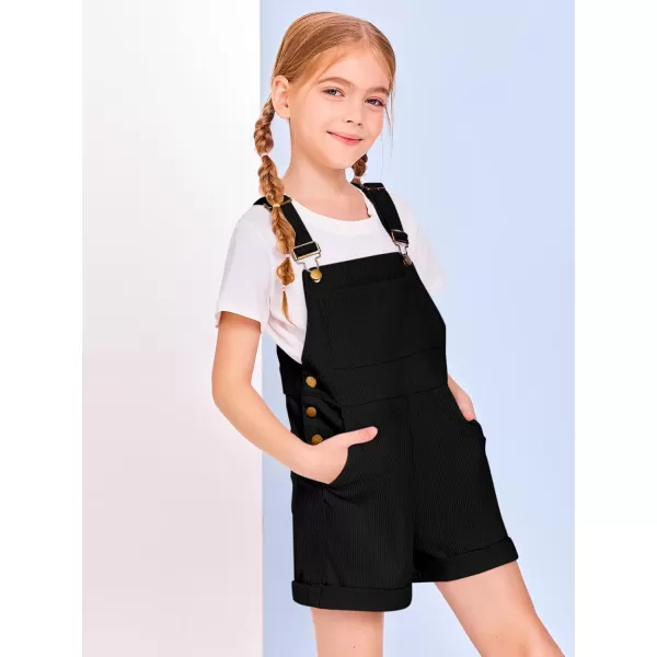 Haloumoning Girls Corduroy Overall Shorts Kids Cute Romper Shortalls with Pockets 5-14 Years