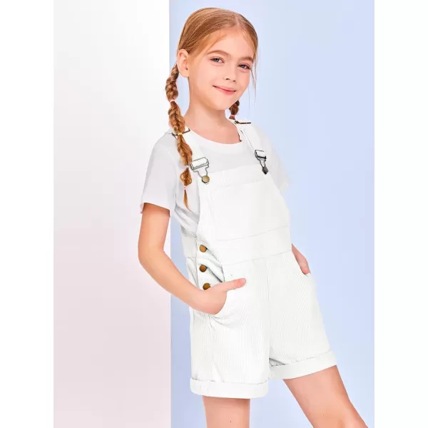 Haloumoning Girls Corduroy Overall Shorts Kids Cute Romper Shortalls with Pockets 5-14 Years