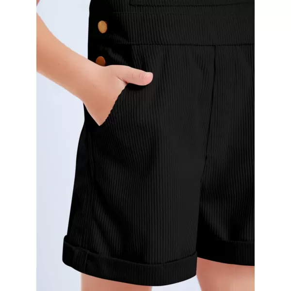Haloumoning Girls Corduroy Overall Shorts Kids Cute Romper Shortalls with Pockets 5-14 Years