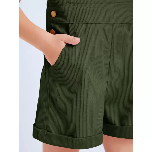 Haloumoning Girls Corduroy Overall Shorts Kids Cute Romper Shortalls with Pockets 5-14 Years