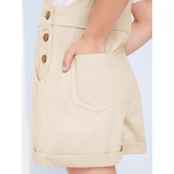 Haloumoning Girls Corduroy Overall Shorts Kids Cute Romper Shortalls with Pockets 5-14 Years