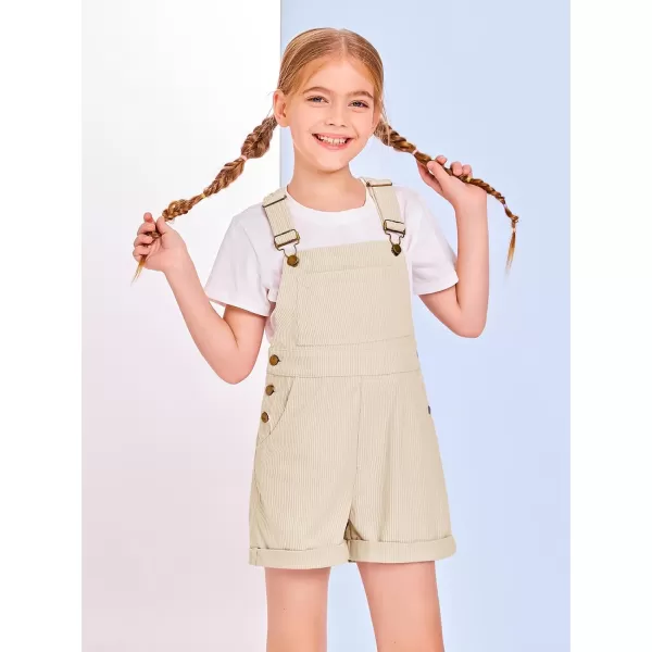 Haloumoning Girls Corduroy Overall Shorts Kids Cute Romper Shortalls with Pockets 5-14 Years