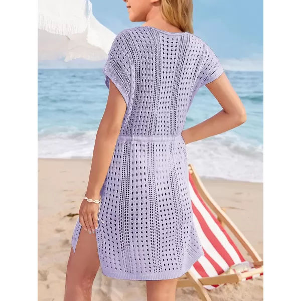 Haloumoning Girls Crochet Swim Beach Cover Up Short Sleeve Swimsuits Long Beach Dress 5-14 Years