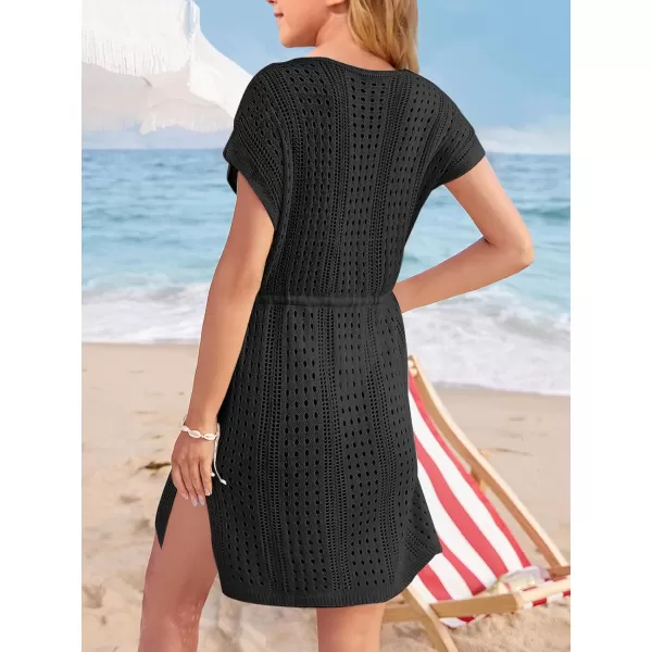 Haloumoning Girls Crochet Swim Beach Cover Up Short Sleeve Swimsuits Long Beach Dress 5-14 Years