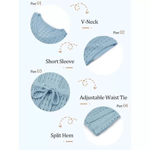 Haloumoning Girls Crochet Swim Beach Cover Up Short Sleeve Swimsuits Long Beach Dress 5-14 Years