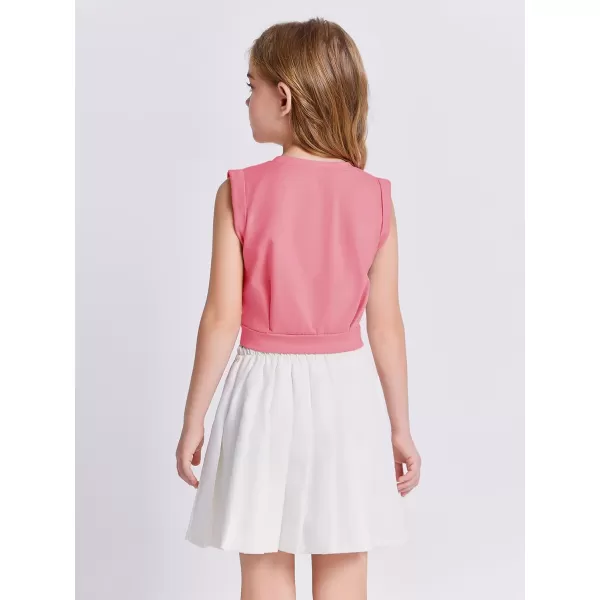 Haloumoning Girls Crop Tops Kids Athletic Tank Tops Cute Sleeveless Shirts for Gym Yoga Dance