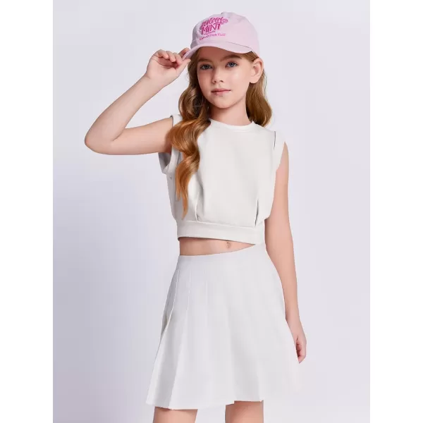 Haloumoning Girls Crop Tops Kids Athletic Tank Tops Cute Sleeveless Shirts for Gym Yoga Dance