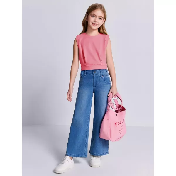 Haloumoning Girls Crop Tops Kids Athletic Tank Tops Cute Sleeveless Shirts for Gym Yoga Dance
