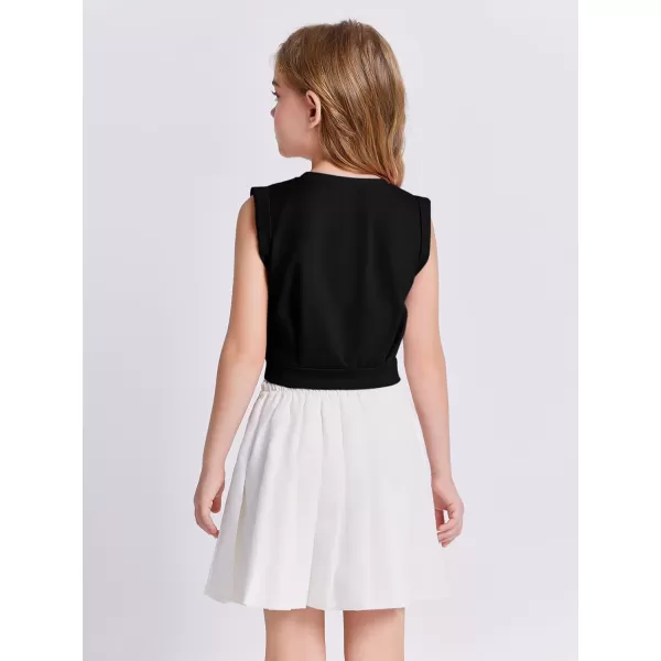 Haloumoning Girls Crop Tops Kids Athletic Tank Tops Cute Sleeveless Shirts for Gym Yoga Dance