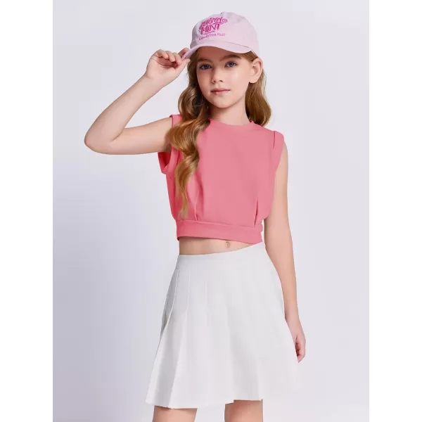 Haloumoning Girls Crop Tops Kids Athletic Tank Tops Cute Sleeveless Shirts for Gym Yoga Dance