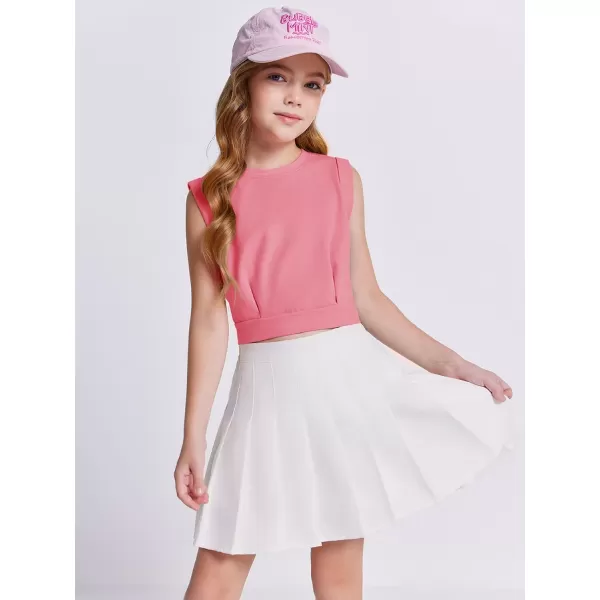 Haloumoning Girls Crop Tops Kids Athletic Tank Tops Cute Sleeveless Shirts for Gym Yoga Dance