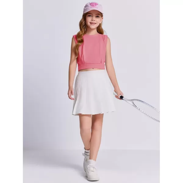 Haloumoning Girls Crop Tops Kids Athletic Tank Tops Cute Sleeveless Shirts for Gym Yoga Dance