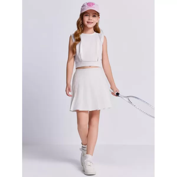 Haloumoning Girls Crop Tops Kids Athletic Tank Tops Cute Sleeveless Shirts for Gym Yoga Dance