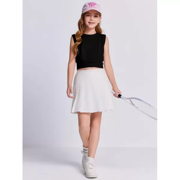 Haloumoning Girls Crop Tops Kids Athletic Tank Tops Cute Sleeveless Shirts for Gym Yoga Dance