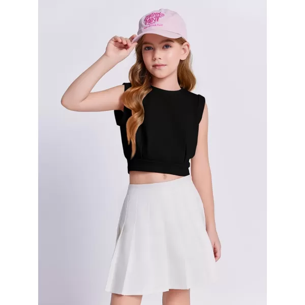 Haloumoning Girls Crop Tops Kids Athletic Tank Tops Cute Sleeveless Shirts for Gym Yoga Dance