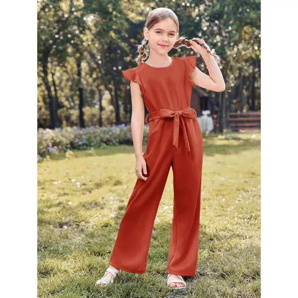 Haloumoning Girls Jumpsuit Kids Fashion Cap Sleeve Belted Wide Leg Romper One Piece Summer Outfits