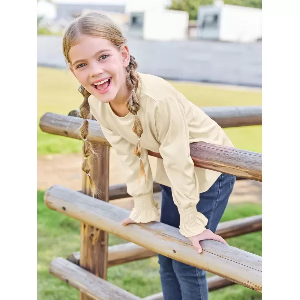 Haloumoning Girls Long Sleeve Shirts Kids Fashion Crew Neck Tunic Tops Blouse 5-14 Years