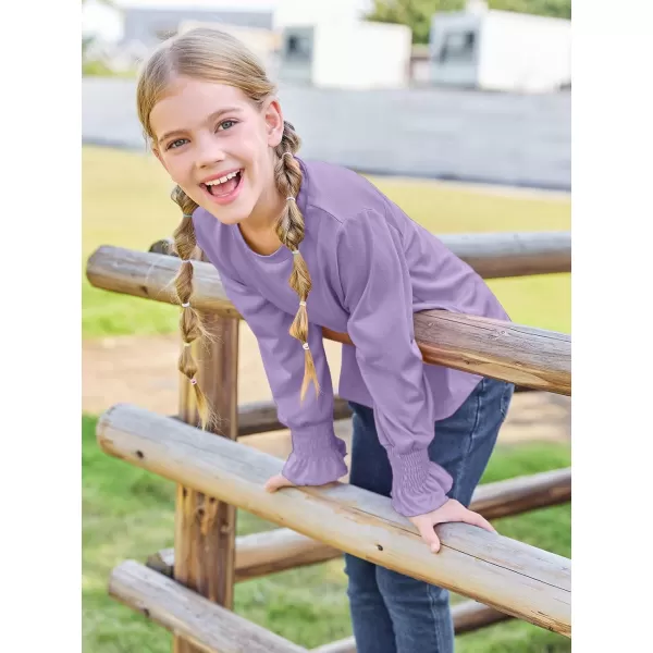 Haloumoning Girls Long Sleeve Shirts Kids Fashion Crew Neck Tunic Tops Blouse 5-14 Years