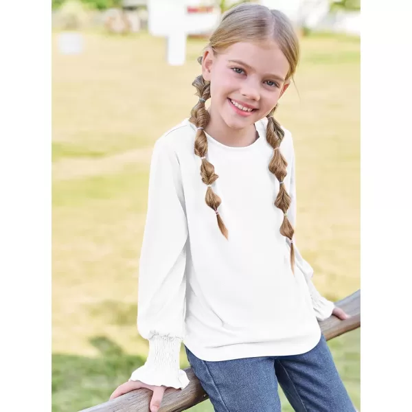 Haloumoning Girls Long Sleeve Shirts Kids Fashion Crew Neck Tunic Tops Blouse 5-14 Years