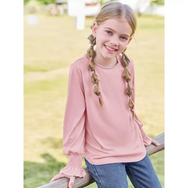 Haloumoning Girls Long Sleeve Shirts Kids Fashion Crew Neck Tunic Tops Blouse 5-14 Years