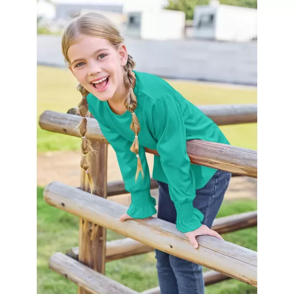 Haloumoning Girls Long Sleeve Shirts Kids Fashion Crew Neck Tunic Tops Blouse 5-14 Years