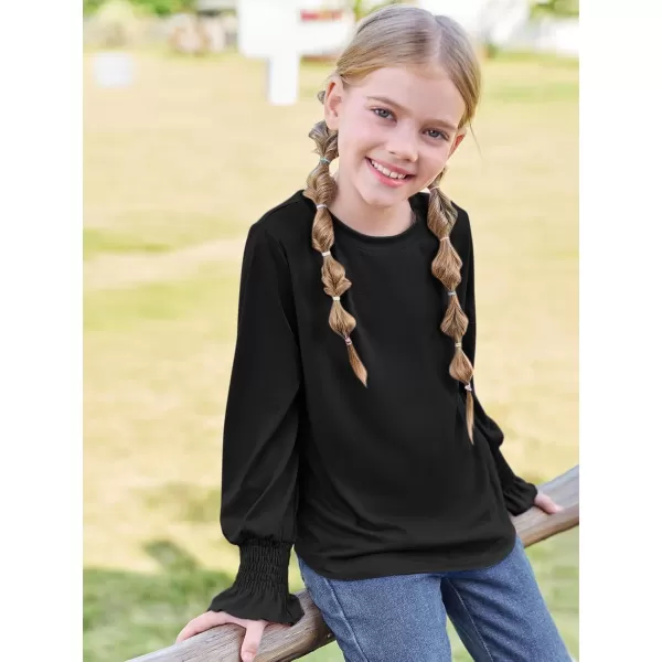 Haloumoning Girls Long Sleeve Shirts Kids Fashion Crew Neck Tunic Tops Blouse 5-14 Years