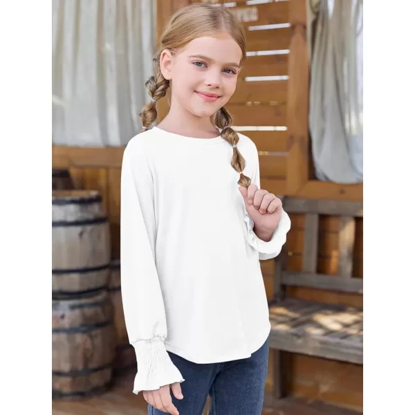 Haloumoning Girls Long Sleeve Shirts Kids Fashion Crew Neck Tunic Tops Blouse 5-14 Years