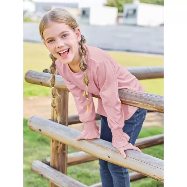 Haloumoning Girls Long Sleeve Shirts Kids Fashion Crew Neck Tunic Tops Blouse 5-14 Years