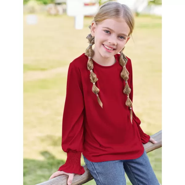 Haloumoning Girls Long Sleeve Shirts Kids Fashion Crew Neck Tunic Tops Blouse 5-14 Years