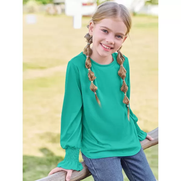 Haloumoning Girls Long Sleeve Shirts Kids Fashion Crew Neck Tunic Tops Blouse 5-14 Years