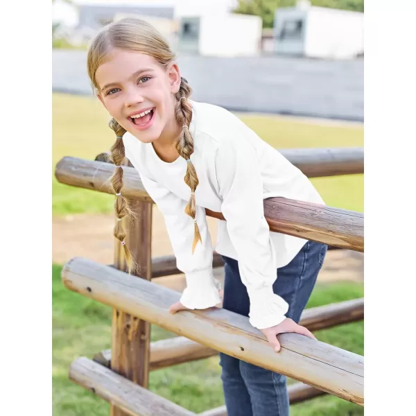 Haloumoning Girls Long Sleeve Shirts Kids Fashion Crew Neck Tunic Tops Blouse 5-14 Years