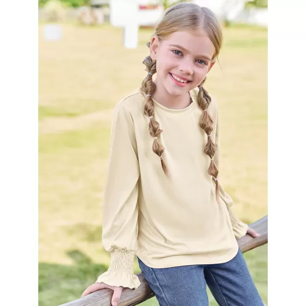 Haloumoning Girls Long Sleeve Shirts Kids Fashion Crew Neck Tunic Tops Blouse 5-14 Years