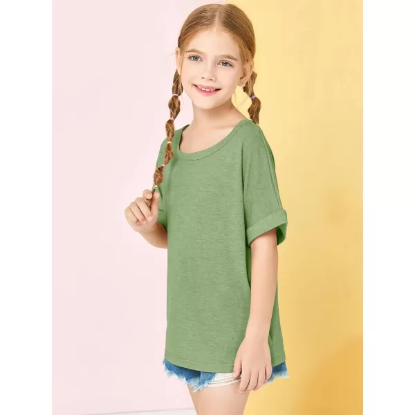 Haloumoning Girls Oversized T-Shirts Short Sleeve Crewneck Summer Casual Loose Tops Tees